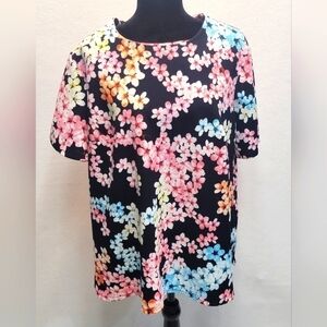 ANTHOLOGY Women's size 20 floral short sleeve top, back button closure